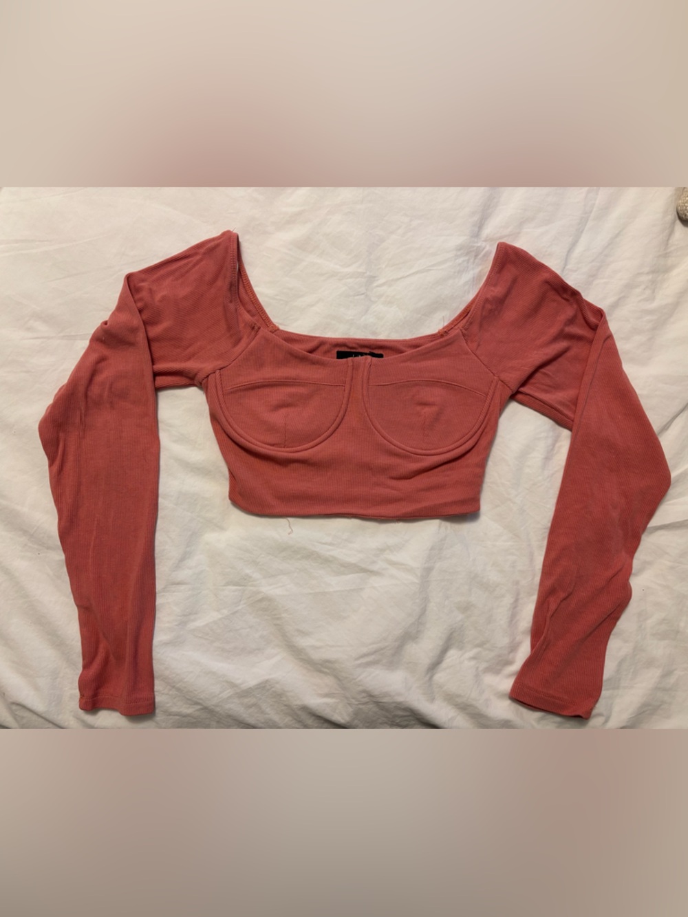 Lulu's Rusty Rose Long Sleeve Crop Top